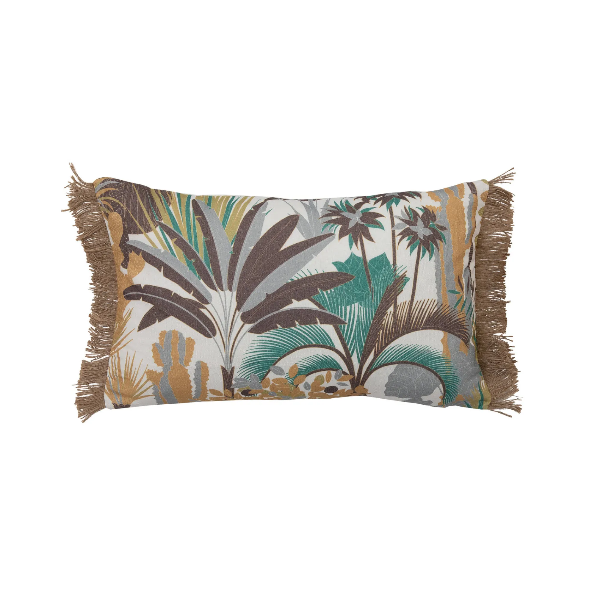 Kussen<Blancheporte Rechthoekig kussen met jungleprint naturel / chocolade