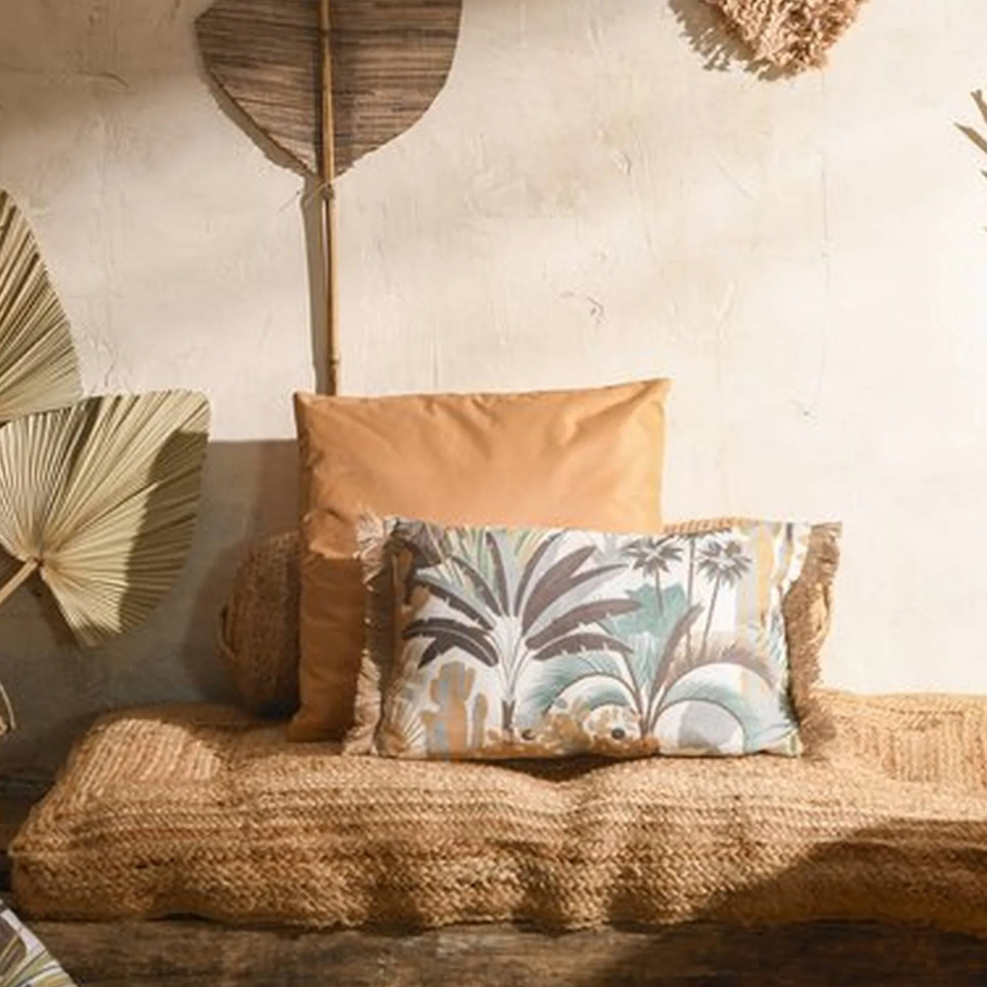 Kussen<Blancheporte Rechthoekig kussen met jungleprint naturel / chocolade