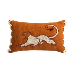 Kussen<Blancheporte Rechthoekig kussen met tijgerborduursel terracotta