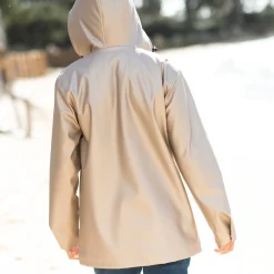 Parka En Donsjas<Blancheporte Regenjas in toile cirée van gerecycleerd polyester(**) GLANZEND BEIGE