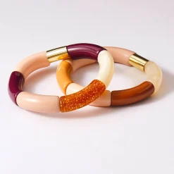 Sieraden En Feestaccessoires|Accessoires En Juwelen<Blancheporte Rekbare armband met kralen - set van 2 pruim / roze