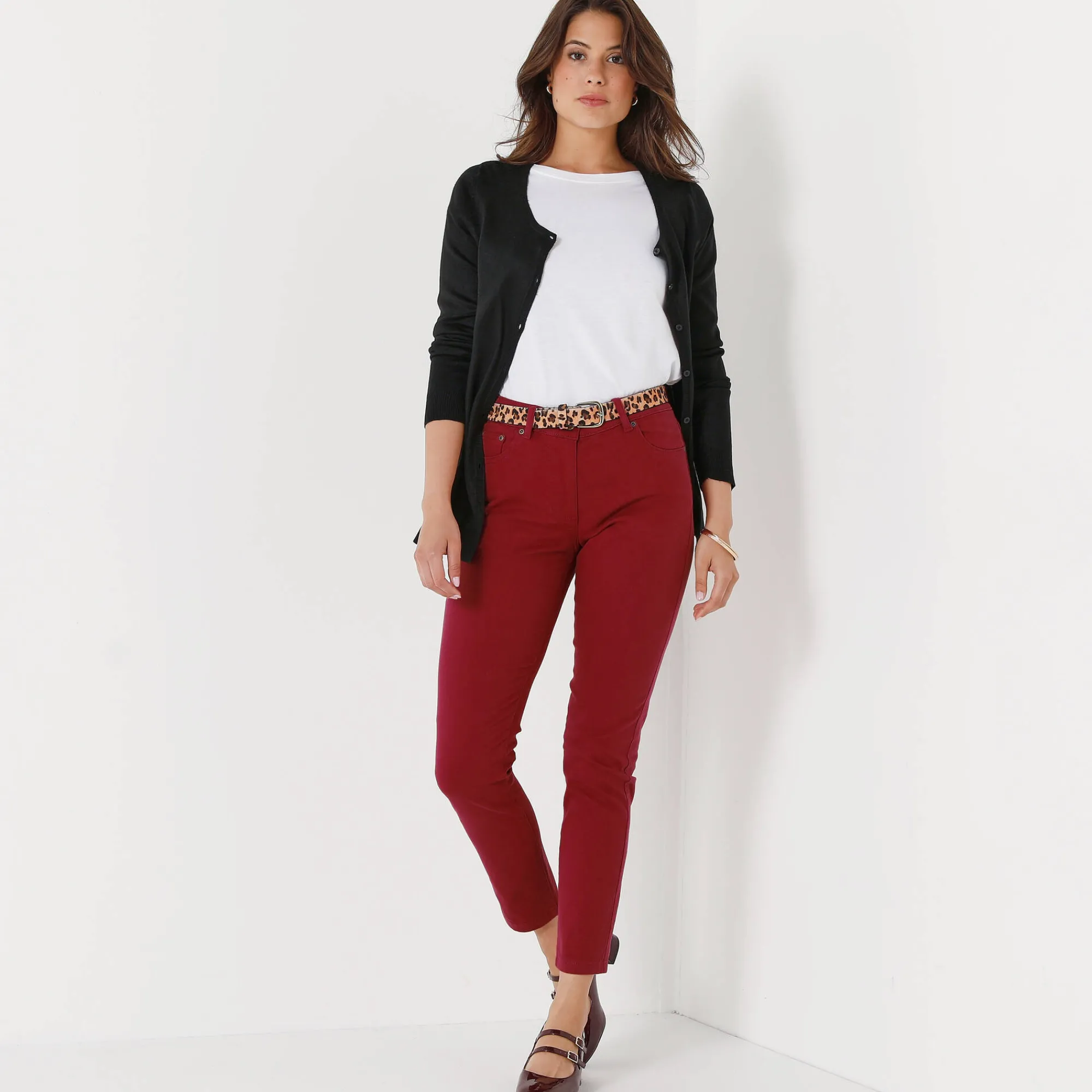 Broek<Colors&Co Rekbare 7/8-broek met nauwsluitend model donkerrood