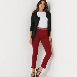 Broek<Colors&Co Rekbare 7/8-broek met nauwsluitend model donkerrood