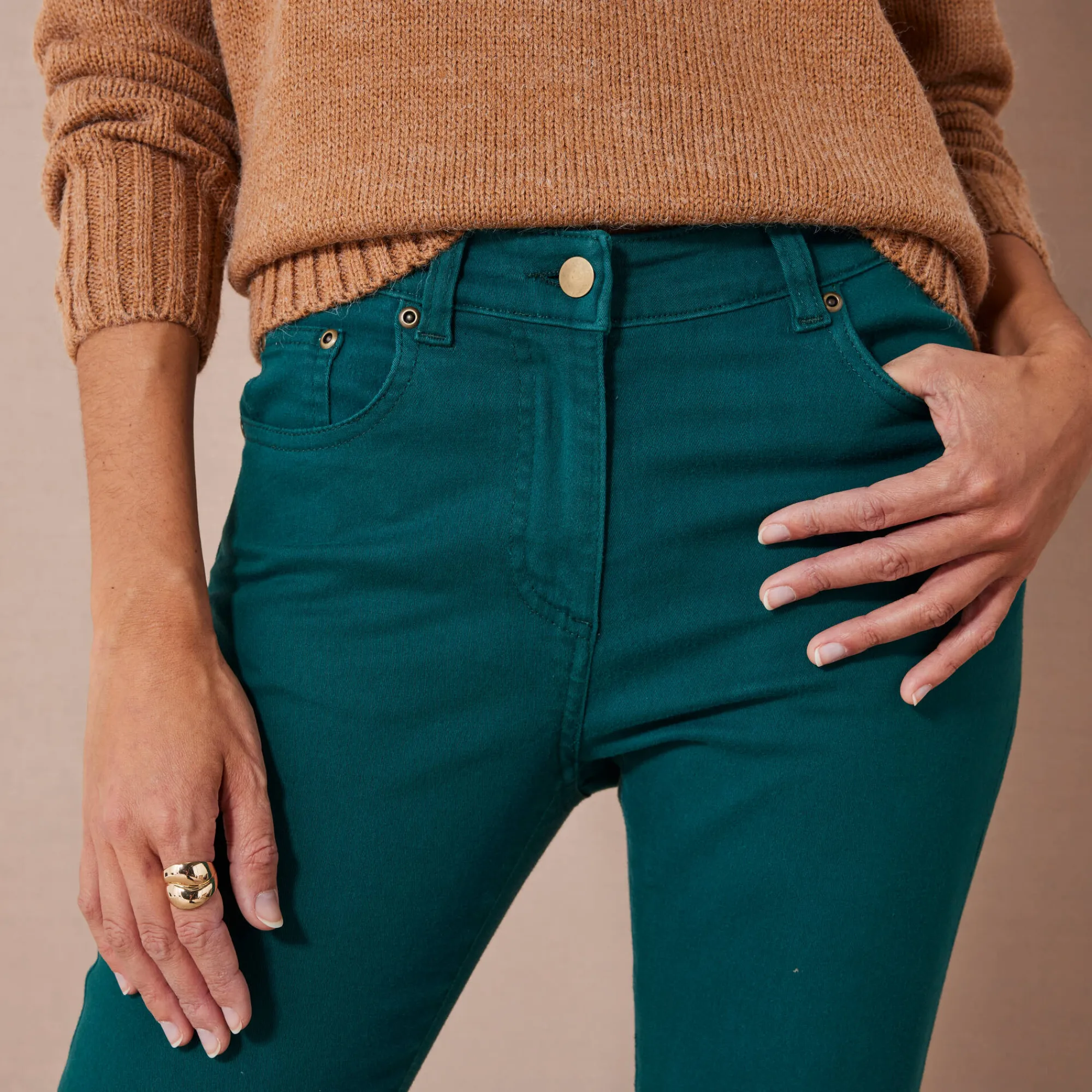 Broek<Colors&Co Rekbare 7/8-broek met nauwsluitend model dennengroen