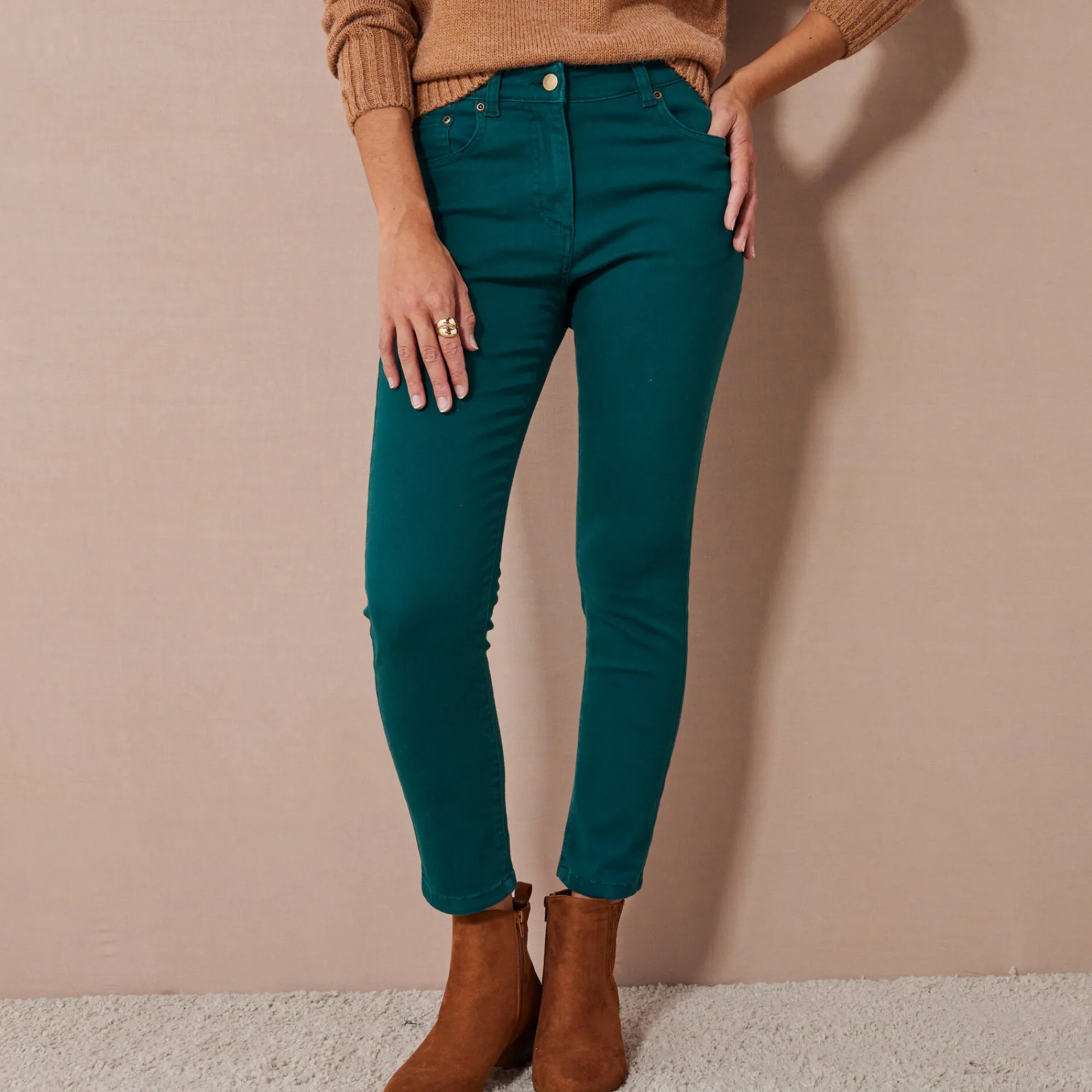 Broek<Colors&Co Rekbare 7/8-broek met nauwsluitend model dennengroen