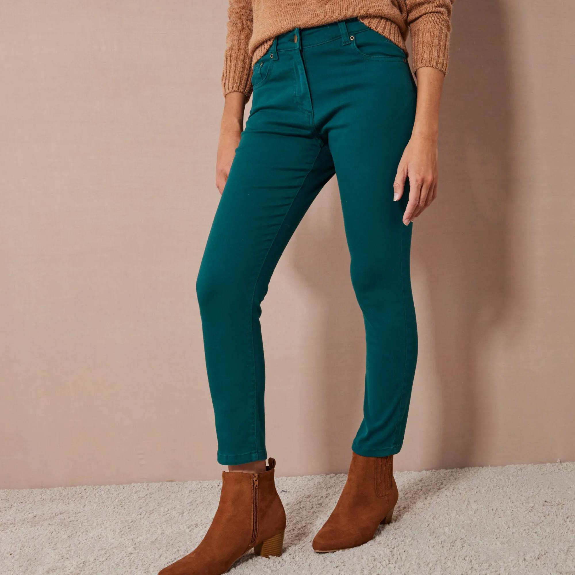 Broek<Colors&Co Rekbare 7/8-broek met nauwsluitend model dennengroen