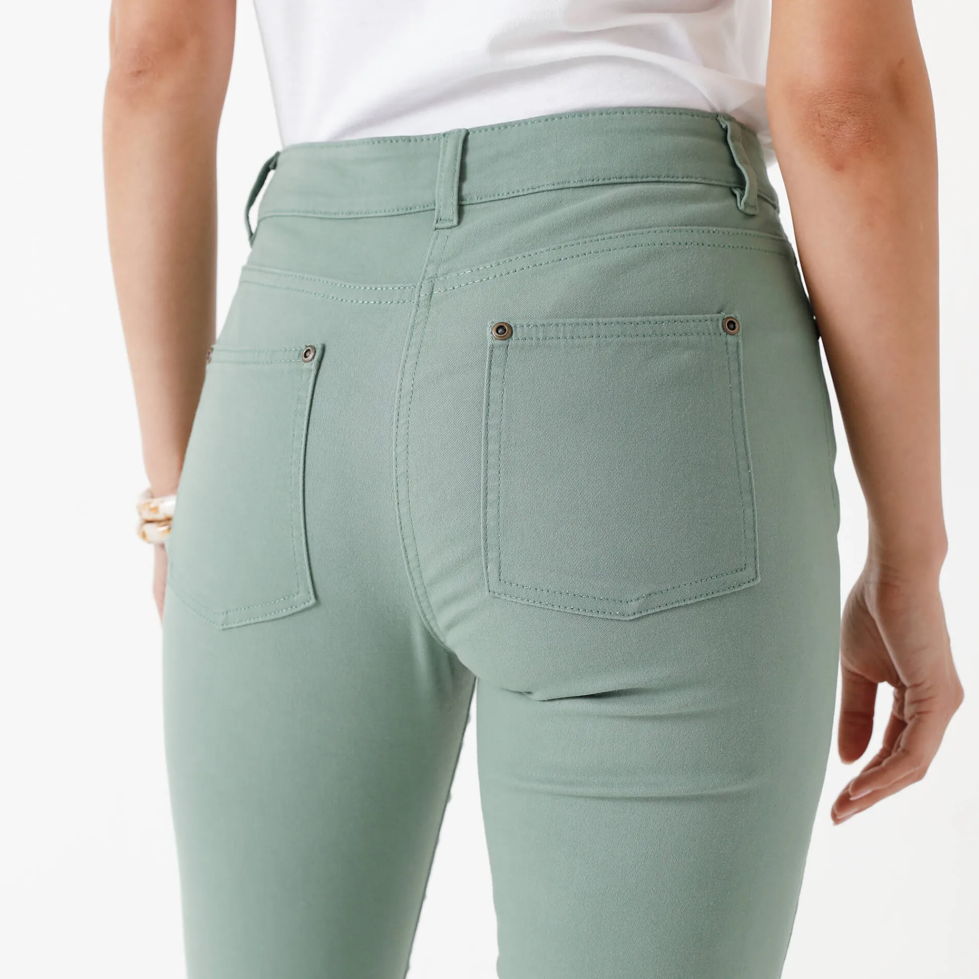 Broek<Colors&Co Rekbare 7/8-broek met nauwsluitend model grijsgroen
