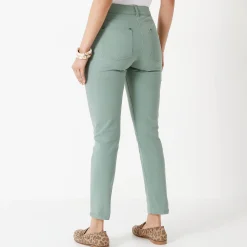 Broek<Colors&Co Rekbare 7/8-broek met nauwsluitend model grijsgroen