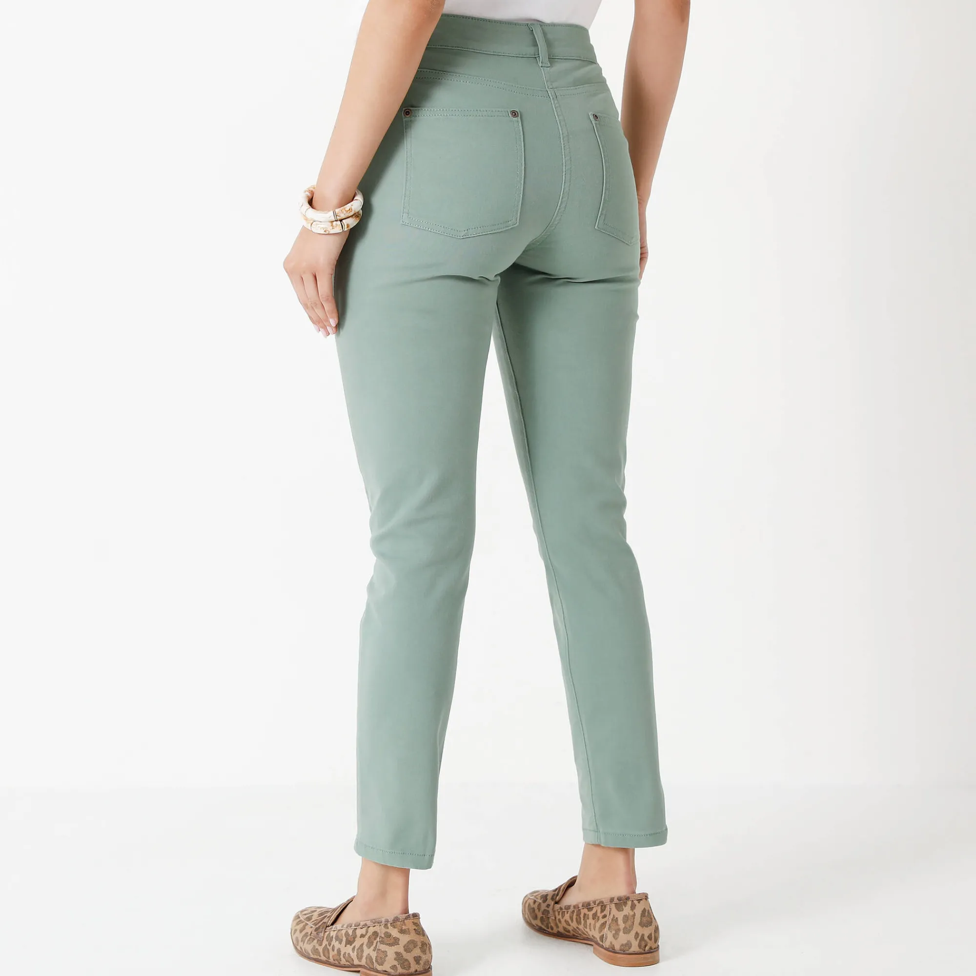 Broek<Colors&Co Rekbare 7/8-broek met nauwsluitend model grijsgroen