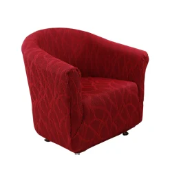 Zitbankhoes<Blancheporte Rekbare hoes met 'slingers' jacquardmotief voor kuipzetel rood