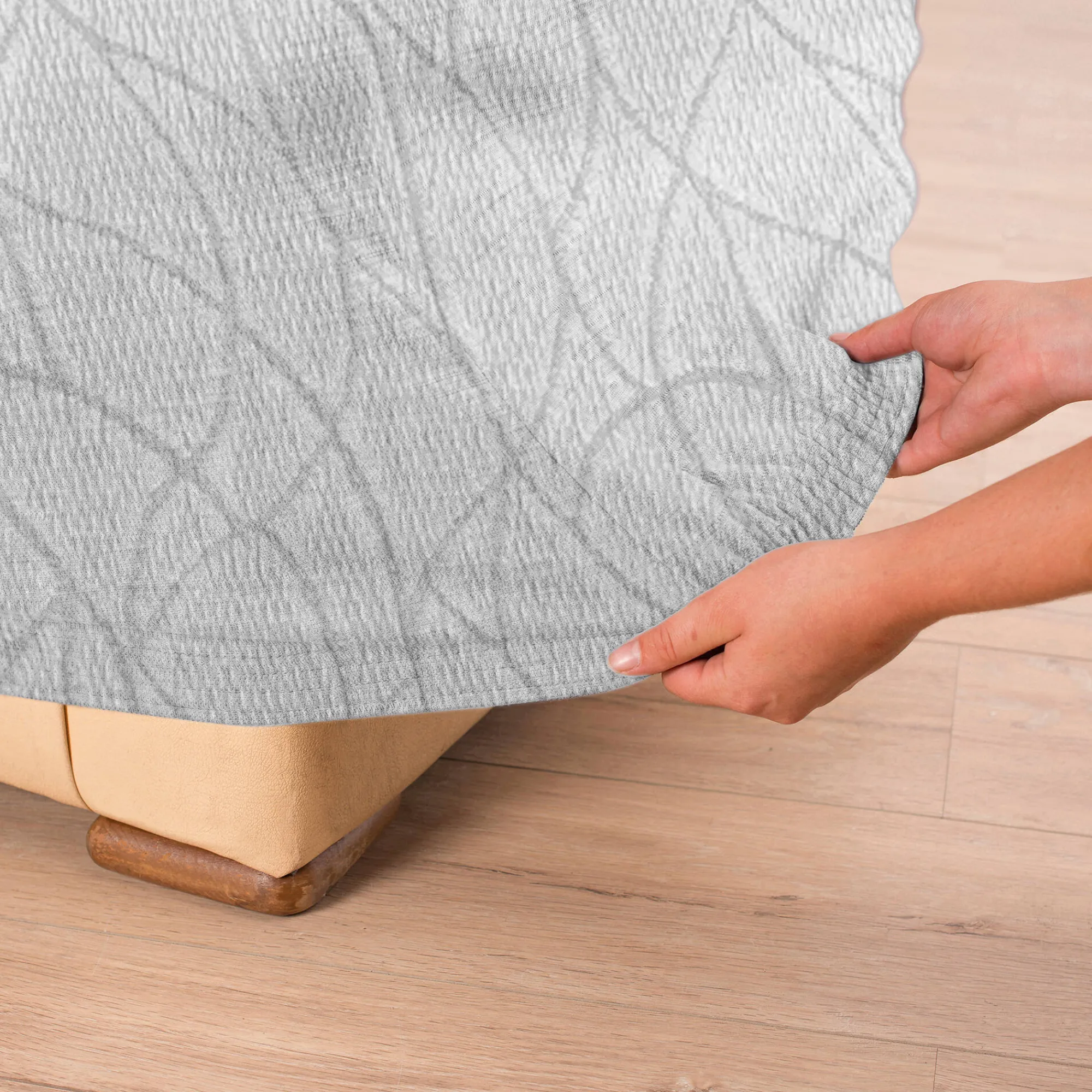 Zitbankhoes<Blancheporte Rekbare hoes voor fauteuil en zitbank Alice lichtgrijs