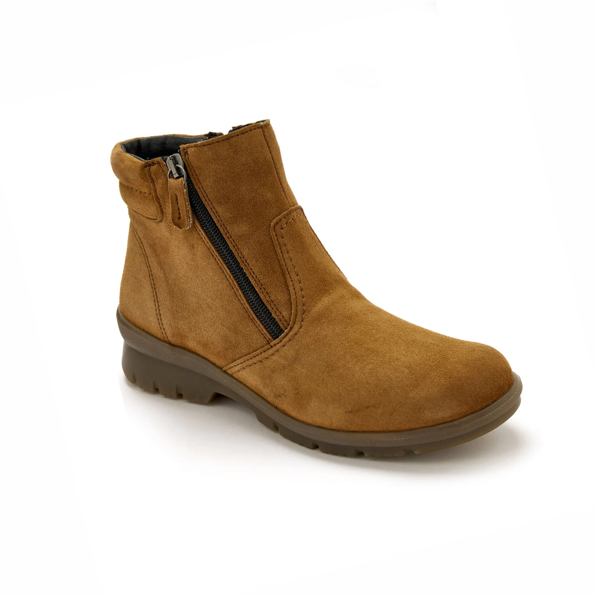 Bottines En Boots|Schoenen<PédiConfort Rekbare, leren boots met dubbele rits PÉDICONFORT bruin