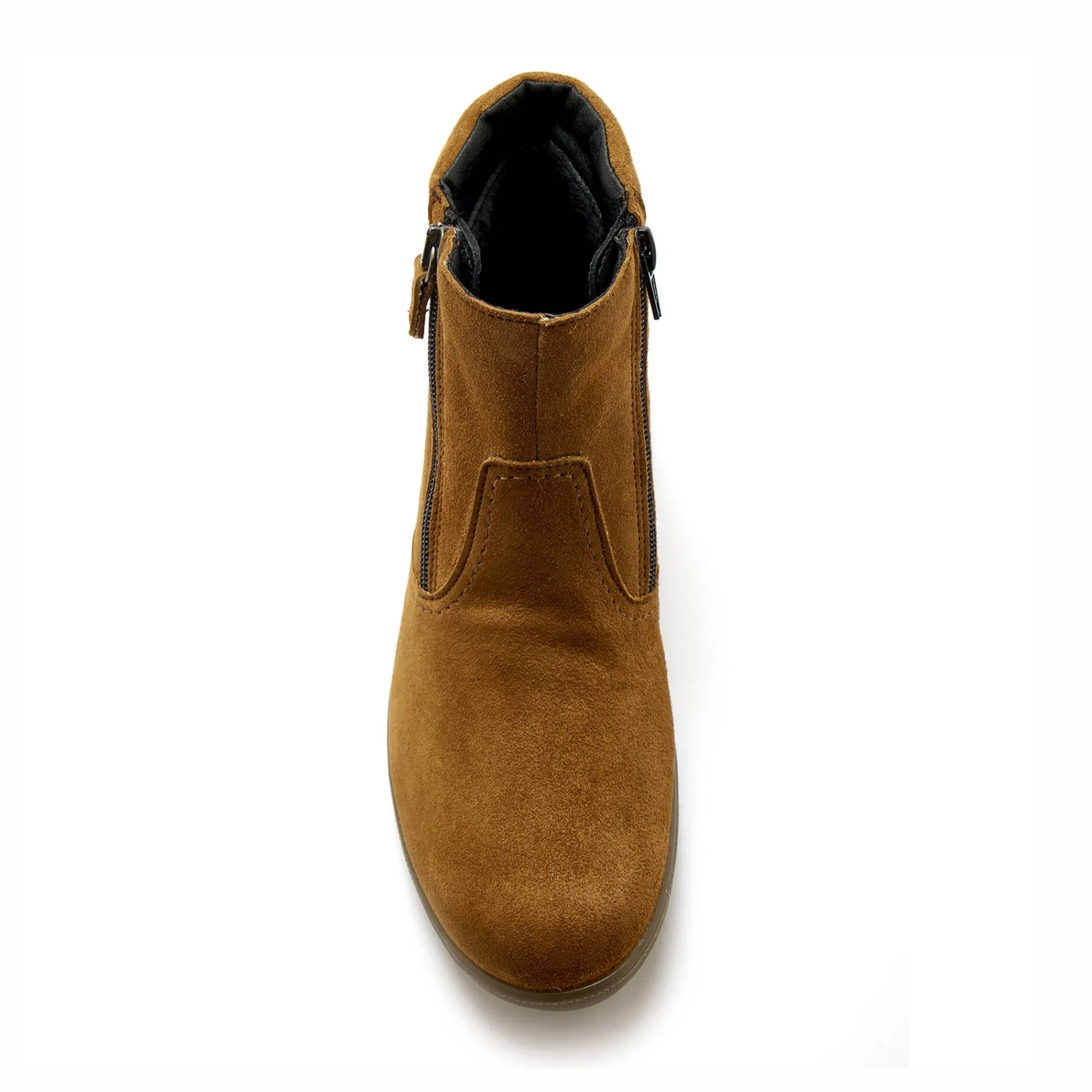 Bottines En Boots|Schoenen<PédiConfort Rekbare, leren boots met dubbele rits PÉDICONFORT bruin