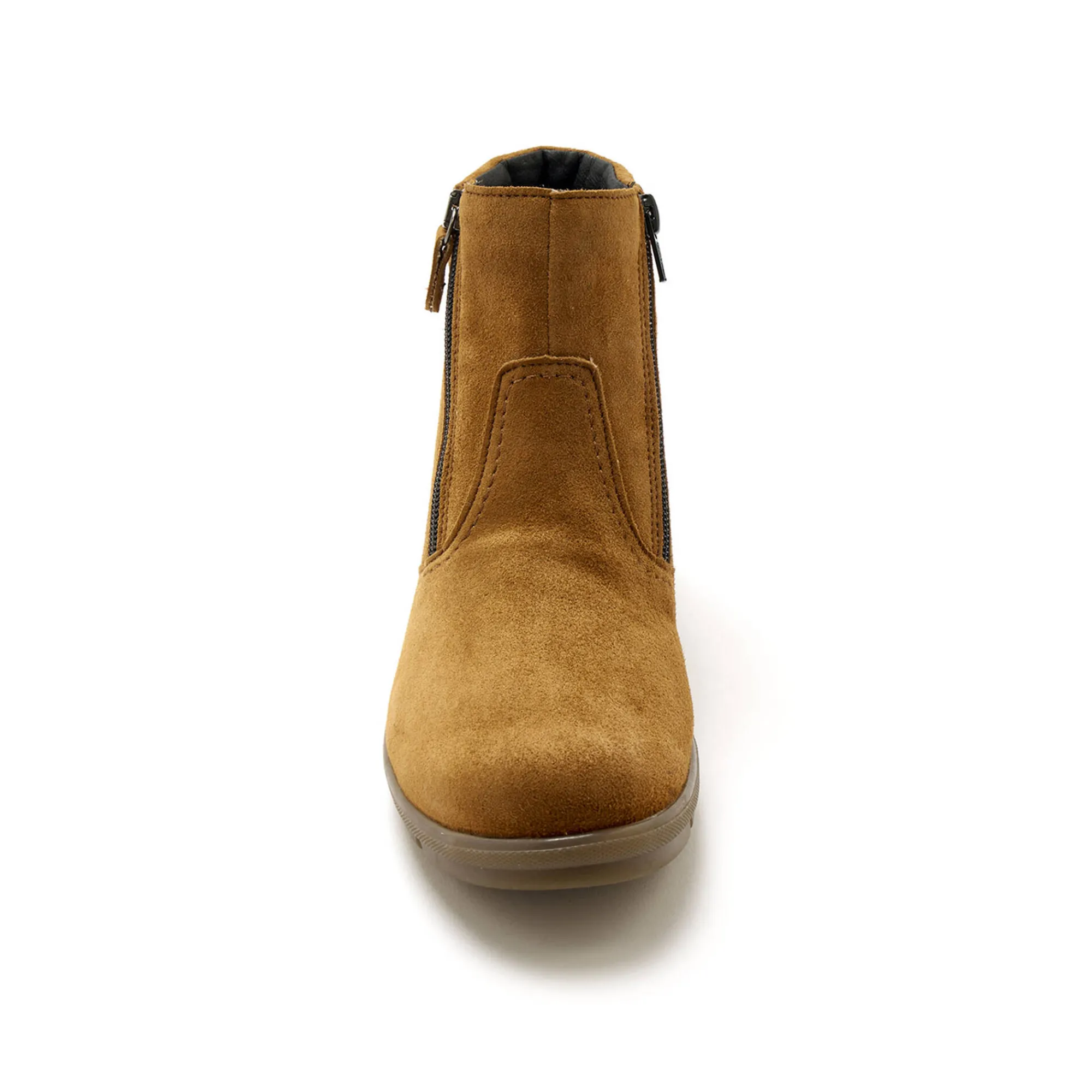 Bottines En Boots|Schoenen<PédiConfort Rekbare, leren boots met dubbele rits PÉDICONFORT bruin