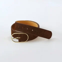 Sieraden En Feestaccessoires|Accessoires En Juwelen<Blancheporte Riem met goudkleurige gesp, suèdesplitleer chocolade