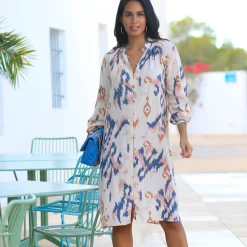 Jurk<Blancheporte Robe chemisier imprimée beige / blauw