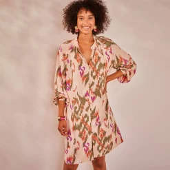 Jurk<Blancheporte Robe chemisier imprimée beige / kaki