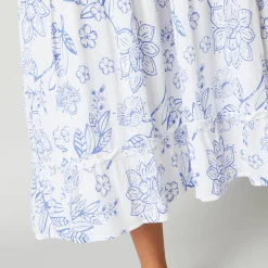 Jurk<Blancheporte Robe longue volantée imprimée wit / blauw