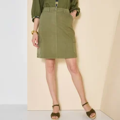 Rok<Blancheporte Rok in cargostijl, stretchtwill donkerkaki