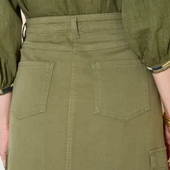 Rok<Blancheporte Rok in cargostijl, stretchtwill donkerkaki