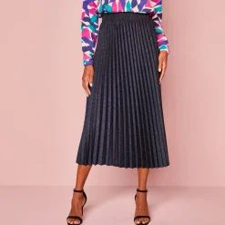Feestoutfits Dames|Rok<Blancheporte Rok in glanzend plissétricot nachtblauw