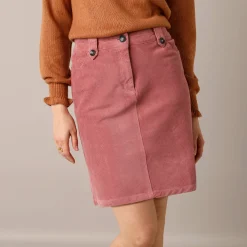 Rok<Blancheporte Rok in ribvelours met A-lijn grijsroze