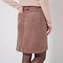 Rok<Blancheporte Rok in ribvelours met A-lijn taupe