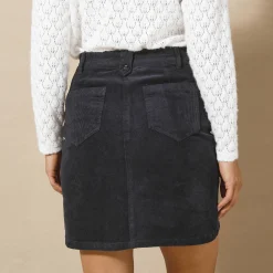 Feestoutfits Dames|Rok<Blancheporte Rok in ribvelours met A-lijn marine
