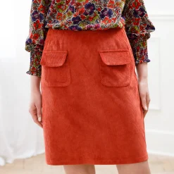 Rok<Blancheporte Rok in velours met A-lijn paprika