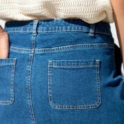 Rok<Blancheporte Rok met A-lijn, in jeans met knopen stone used
