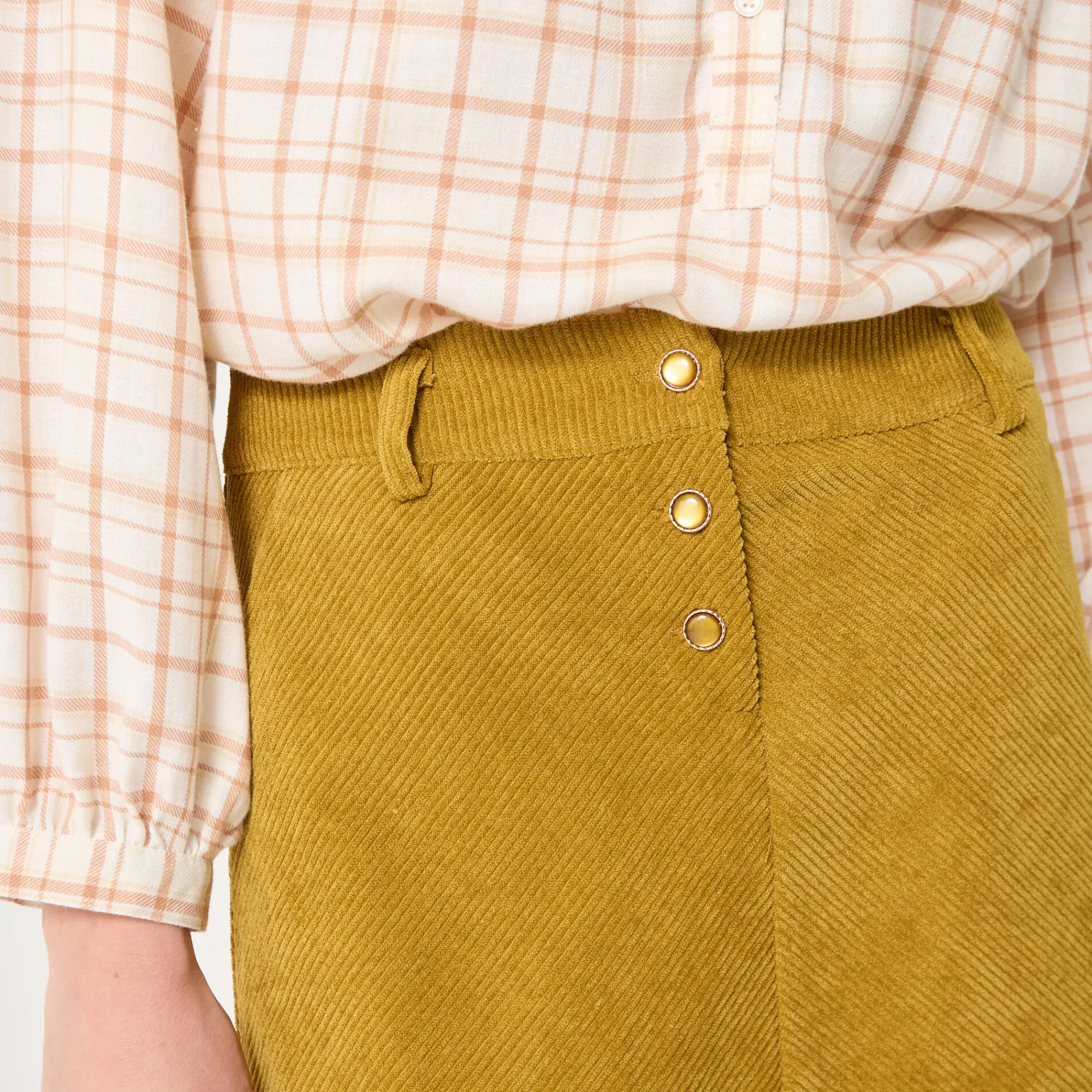 Feestoutfits Dames|Rok<Blancheporte Rok met A-lijn in velours kaki