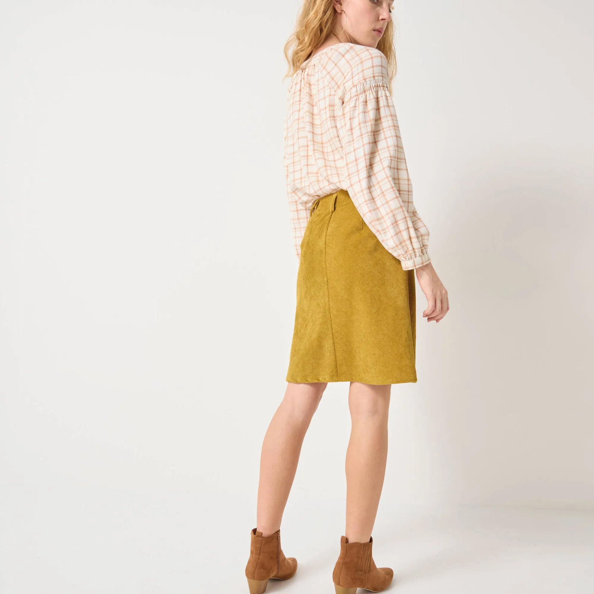 Feestoutfits Dames|Rok<Blancheporte Rok met A-lijn in velours kaki