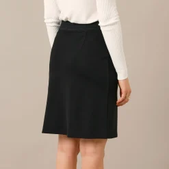Rok<Blancheporte Rok met fantasieknopen, milano-breisel zwart