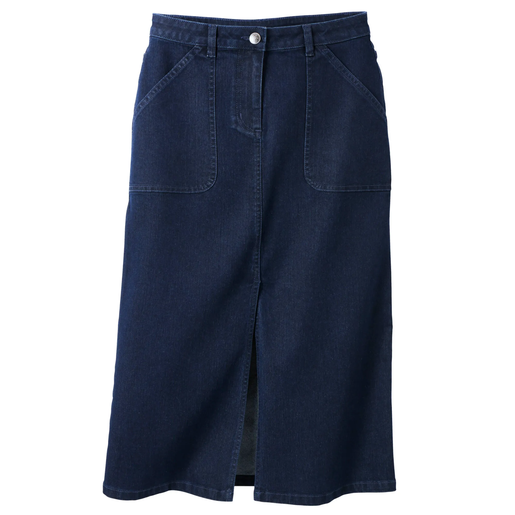 Rok<Blancheporte Rok met split en midilengte, soepel denim raw
