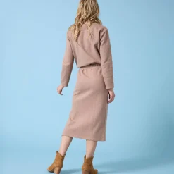 Rok<Blancheporte Rok Special Petite, geribbelde tricot chiné hazelnootbruin