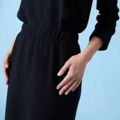Rok<Blancheporte Rok Special Petite, geribbelde tricot zwart