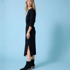 Rok<Blancheporte Rok Special Petite, geribbelde tricot zwart