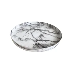 Decoratieartikel<Blancheporte Rond dienblad in metaal, marmereffect zwart / wit