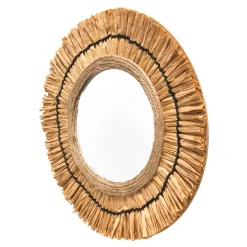 Decoratieartikel<Blancheporte Rond muurspiegel met raffiaeffect naturel