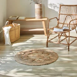 Tapijt<Blancheporte Rond tapijt in jute strogeel