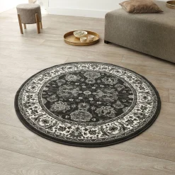 Tapijt<Blancheporte Rond tapijt met Perzisch motief antracietgrijs