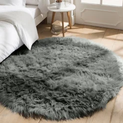 Tapijt<Blancheporte Rond tapijtje met hoge polen grijs