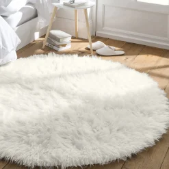 Tapijt<Blancheporte Rond tapijtje met hoge polen naturel
