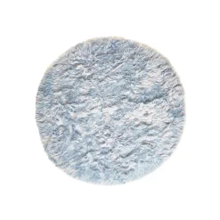 Tapijt<Blancheporte Rond tapijtje met hoge polen gletsjerblauw