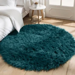 Tapijt<Blancheporte Rond tapijtje met hoge polen smaragd