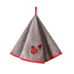 Droogdoek En Handdoek<Blancheporte Ronde droogdoeken in badstof, geborduurd lieveheersbeestje - set van 2 grijs