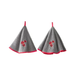 Droogdoek En Handdoek<Blancheporte Ronde droogdoeken in badstof met klaprozenborduursel - set van 2 grijs