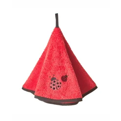 Droogdoek En Handdoek<Blancheporte Ronde droogdoeken in badstof, geborduurd lieveheersbeestje - set van 2 rood