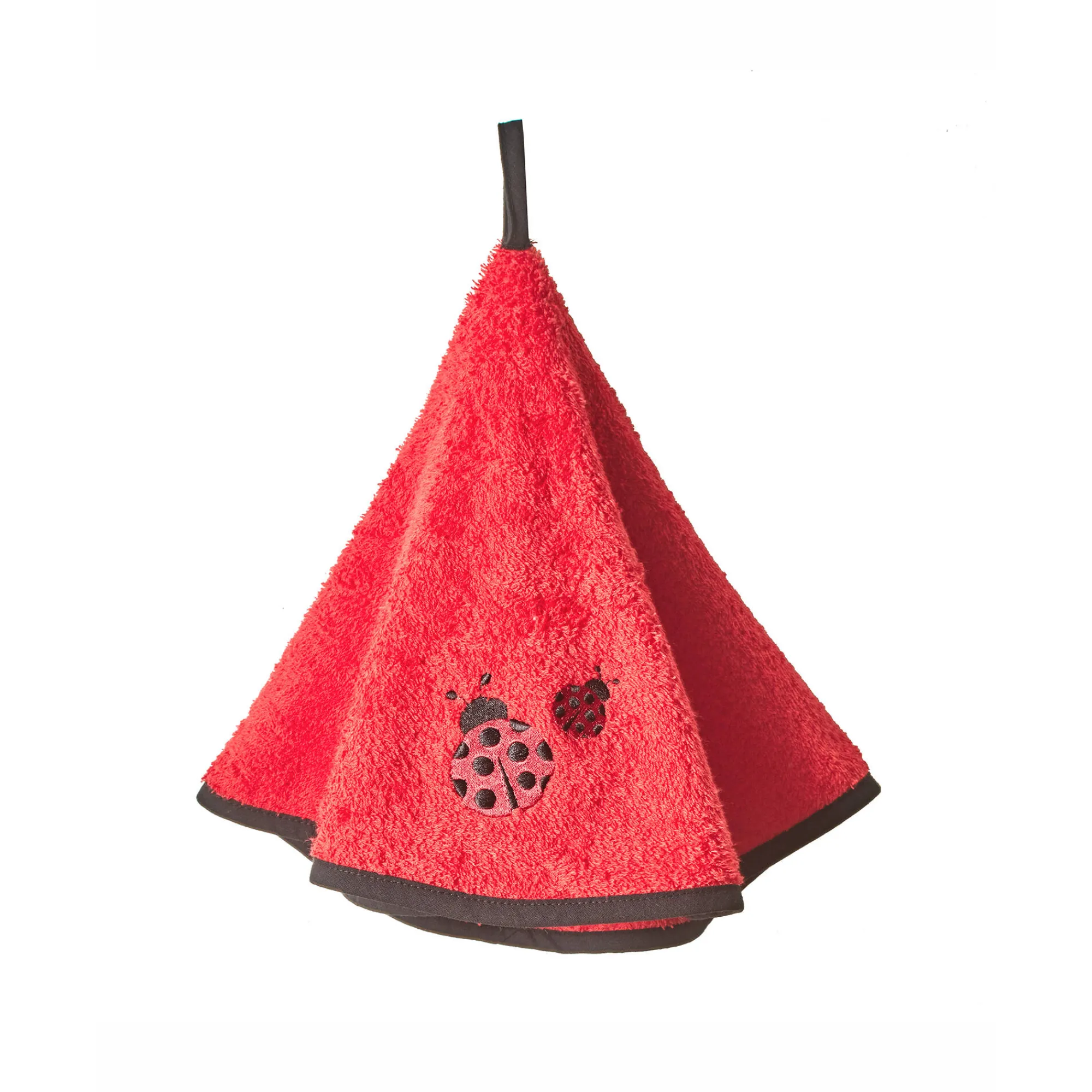 Droogdoek En Handdoek<Blancheporte Ronde droogdoeken in badstof, geborduurd lieveheersbeestje - set van 2 rood