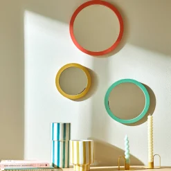 Decoratieartikel|Kinderdecoratie<Blancheporte Ronde, gekleurde spiegel - set van 3 geel/koraal/groen